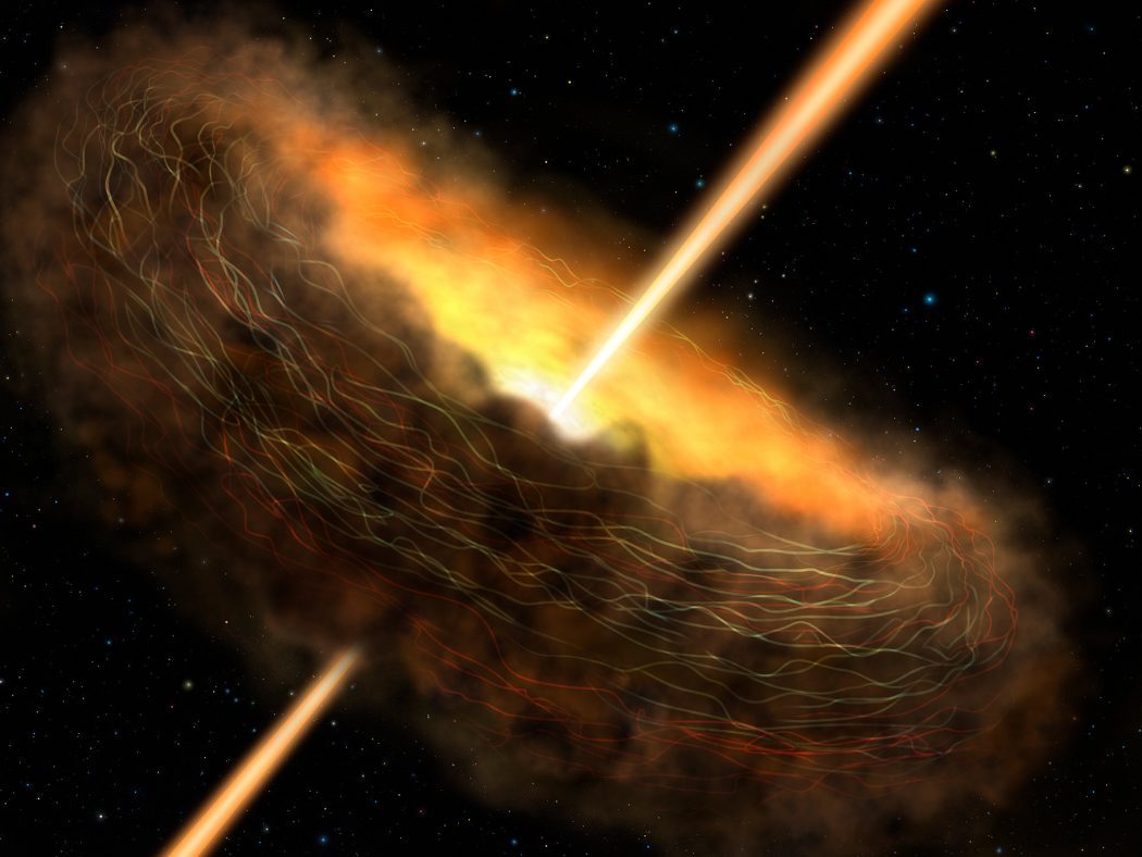 سیاه‌چاله ای که توسط یک میدان مغناطیسی تغذیه می‌کند